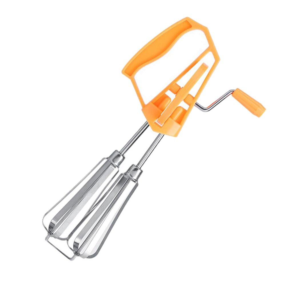 Batidor para huevos manual con manivela inoxidable, mango de plástico para cocina, batir: Orange