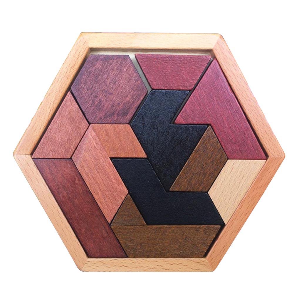 Funny Wood Puzzles Color Geometric Shape Learning Toys Daily Durability Practical Hands-on Ability Training Necessary Fun Toys: B