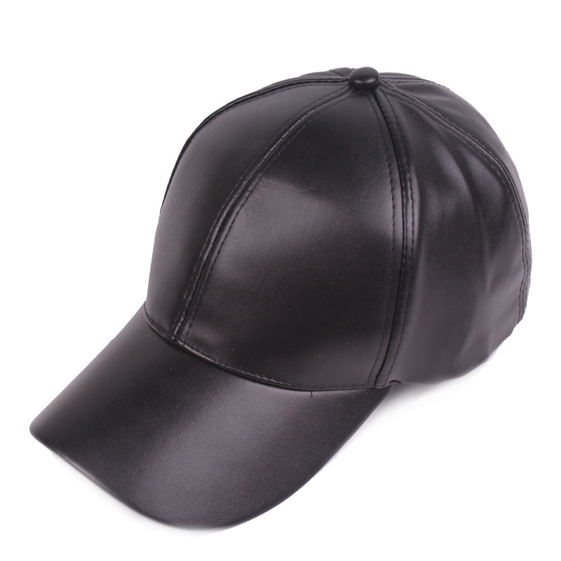 Damer og menn hatt pu skinn baseballcaps visir lys brett solid herre hiphop-caps utendørs solhatt justerbare sportscapser