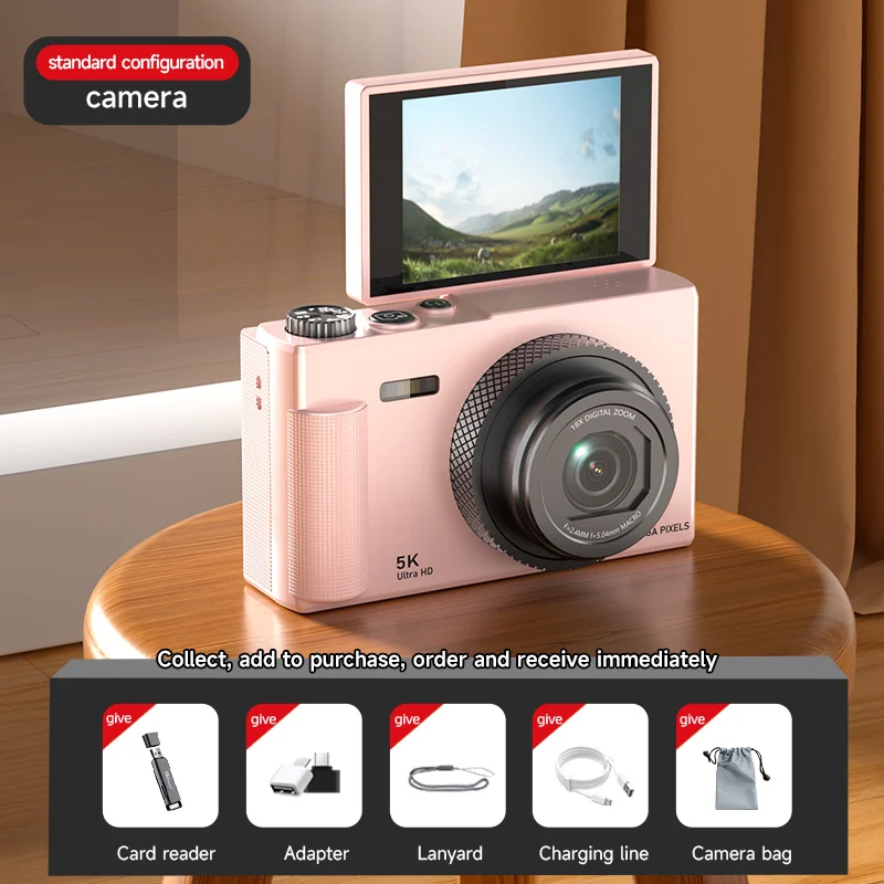 Xiaomi digitalkamera mit 180 °-klappbildschirm, 5k-zoll -Video-vlog-kamera, bildstabilisierung, 75mp 18x zoll-Zoomen, tragbarer körperkamera für studenten: Schwarz