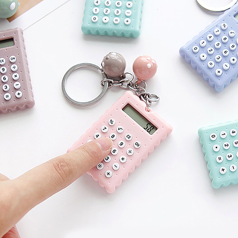 Portable Mini Calculators Keychain Electronic Calculator Battery Power Economical Calculator School Student Calculating Tools