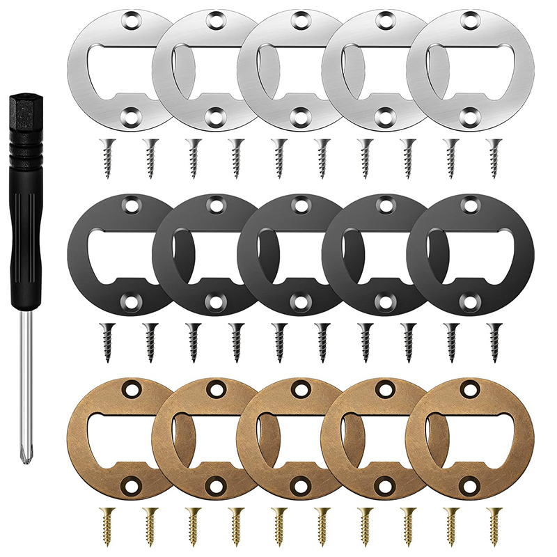 Kit d'inserts pour ouvre-bouteille, inserts ronds en acier inoxydable avec vis et tournevis pour ouvre-bouteille, moule de bricolage