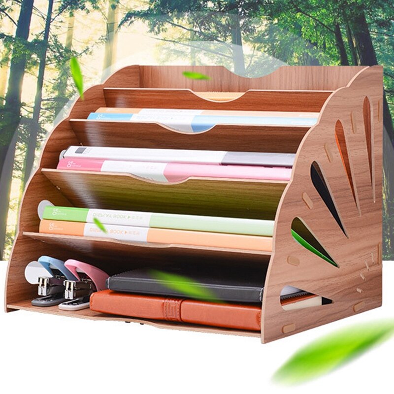 Clasificador de archivos en forma de abanico de madera, para oficina, escritorio, gerente de archivos de revistas