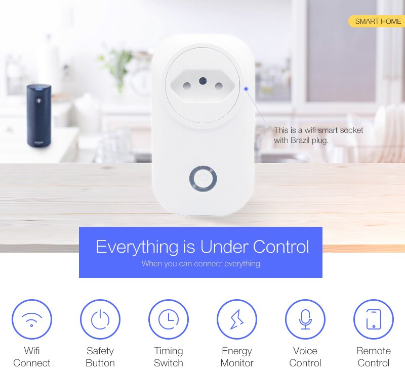 Wifi smart brazil plugg strømmonitor 16a br smart stikkontakt trådløst uttak stemmekontroll arbeid med alexa google home