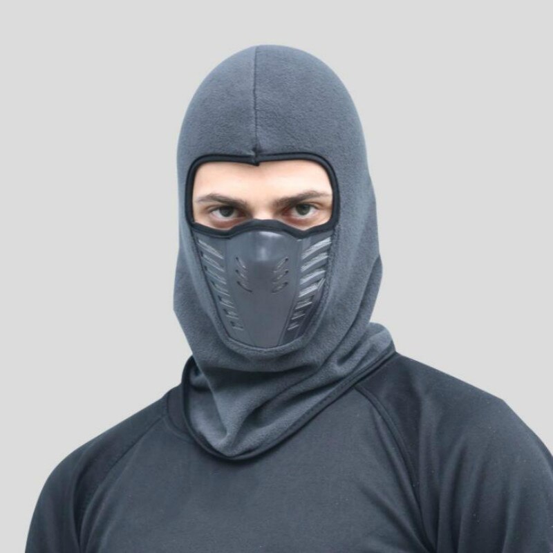 Mascarilla facial cálida para Motocross, máscara de lana térmica para exteriores, para ciclismo, para invierno: Gris