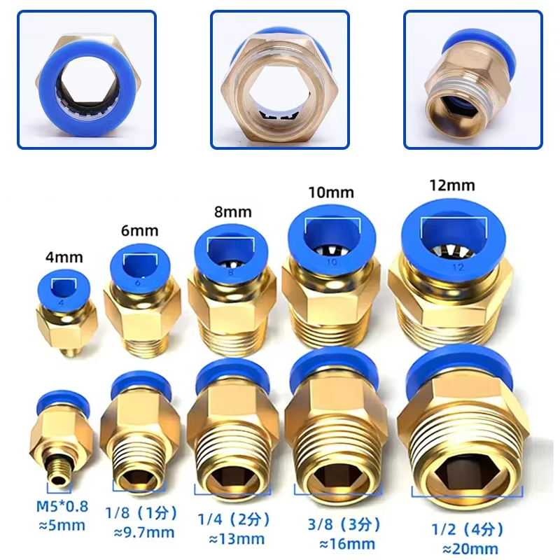 10PCS Pneumatische Air Connector Fitting PC 4mm 6mm 8mm 10mm 12mm Draad 1/8 "1/4" 3/8 "1/2" Slangkoppelingen Pijp Snelkoppelingen