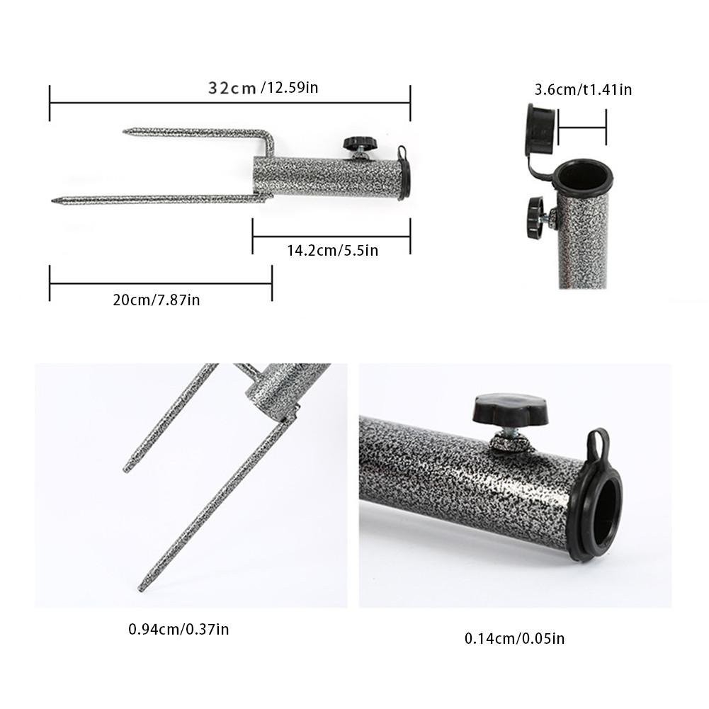 Camping Fishing Stand Outdoor Sun Shade Umbrellas Holder Stand Parasol Holder Stand Metal Lawn Ground Insert Stabilizer 40a