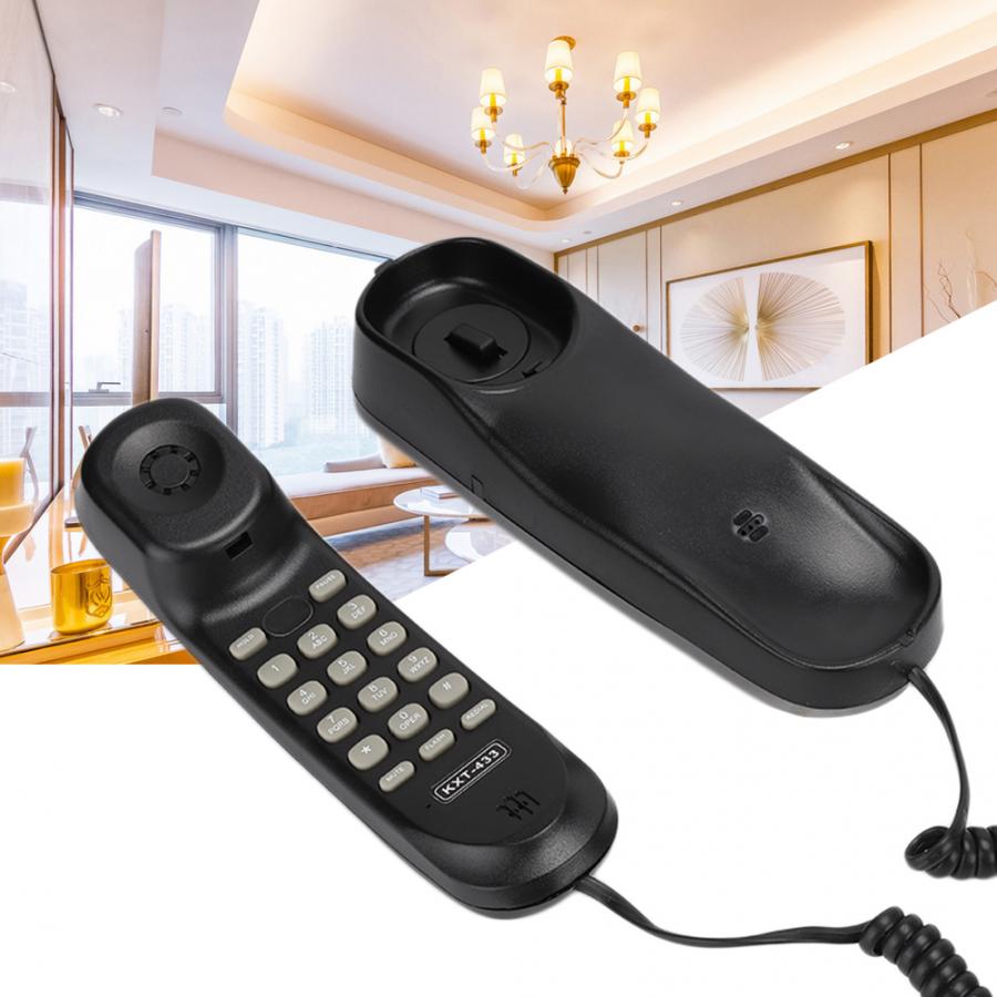 Fixed Landline Smart Telephone Portable KXT-433 Mini Phone English Foreign Trade Hanging Telephone Push Button Phone Black