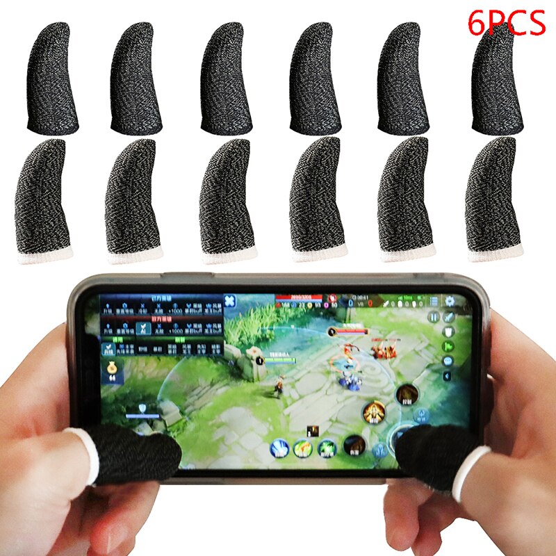 6Pcs Mobiele Game Zweet-Proof Vingers Handschoenen Touch Screen Duimen Vinger Mouw Zwart & Wit, Zwart, roze