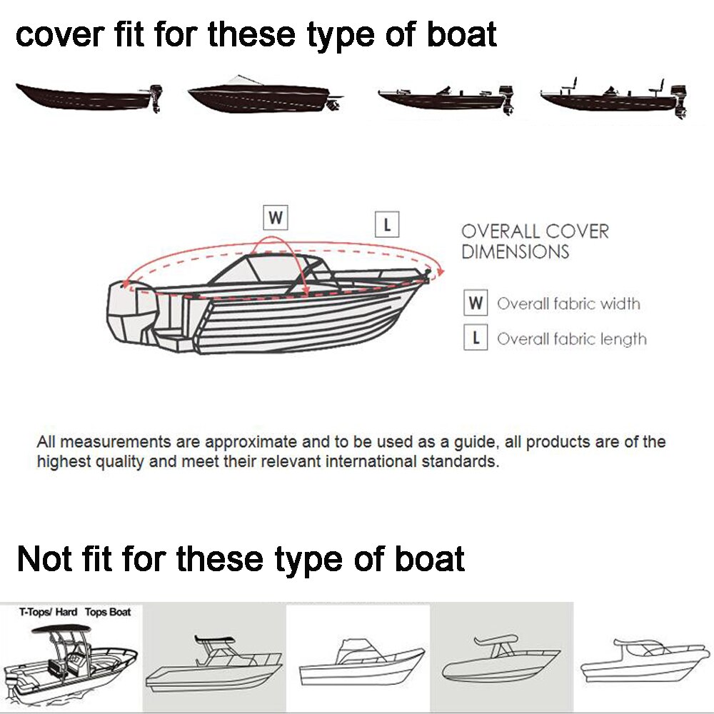 13 ' /14 ' /15 ' /16ft v-skrov båtöverdrag trailerbar runabout fisk skidbåt marin vattentät 210d tunga
