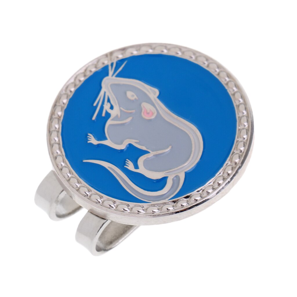 Chinesische Sternzeichen aufbringen Legierung Golf Ball Marker mit Magnet Hütte Clip-SchöNe für Golfspieler - 12 aufbringen: Ratte