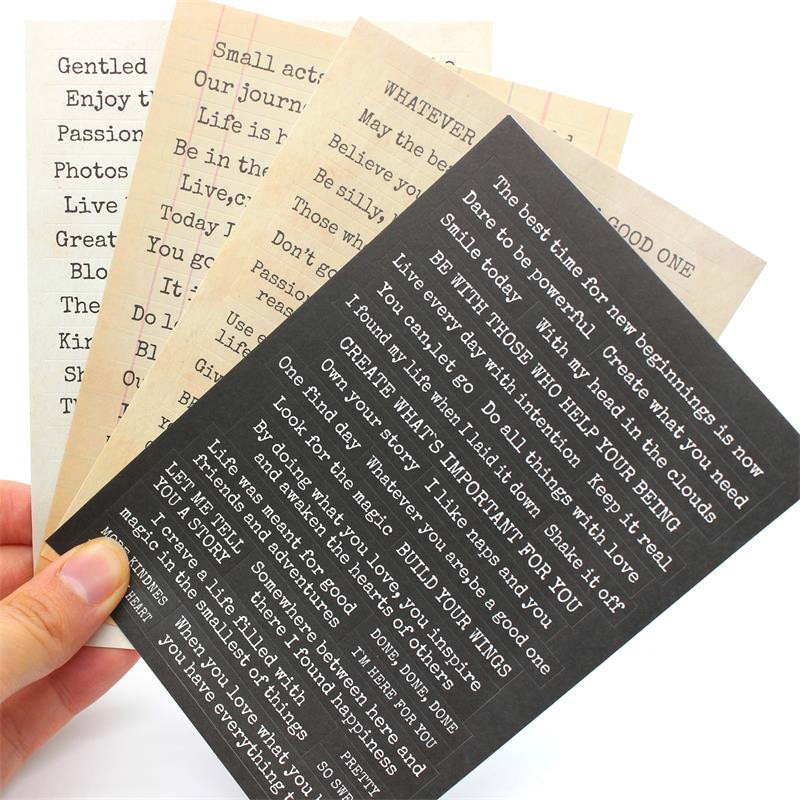 4 stuks woordenstickers voor scrapbook-doe-het-zelfprojecten/fotoalbums/kaarten maken