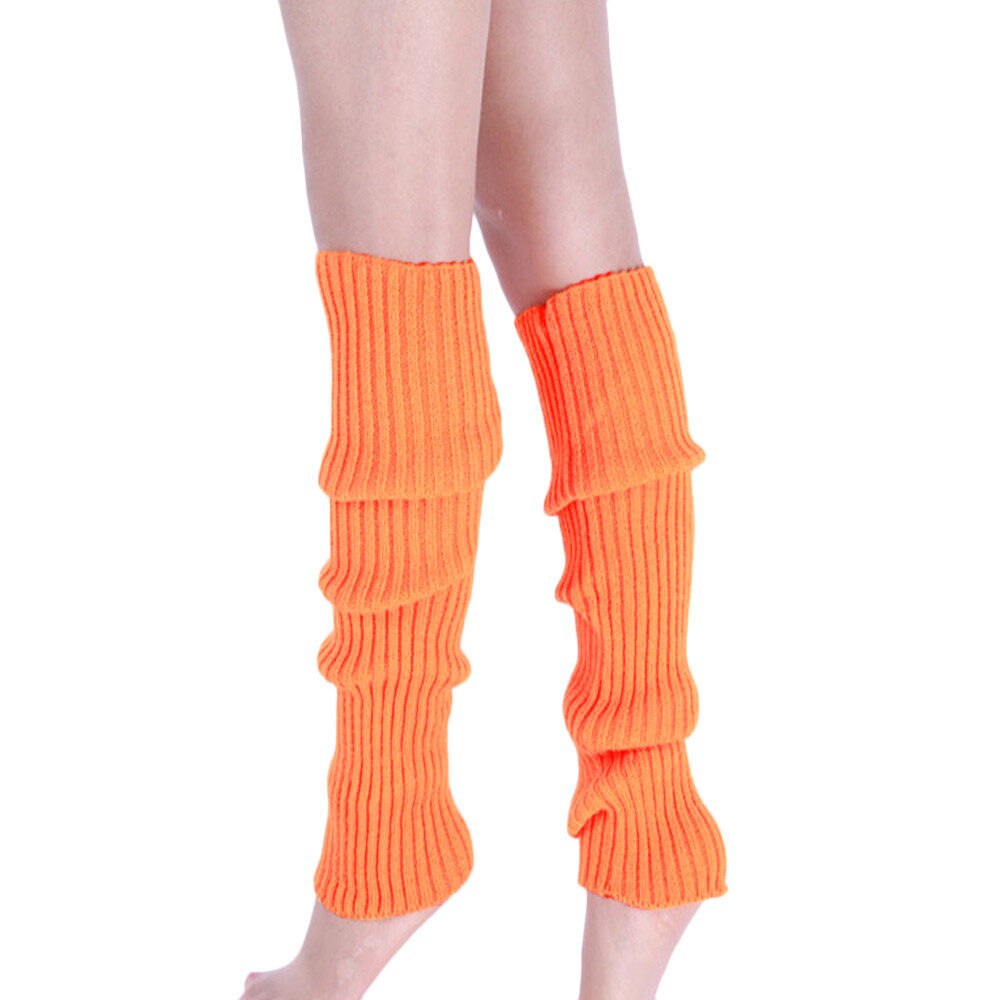 Calentadores para botas, medias tejidas para piernas, bota larga a rayas, medias altas tejidas por encima de la rodilla, calcetines de algodón para piernas,: orange