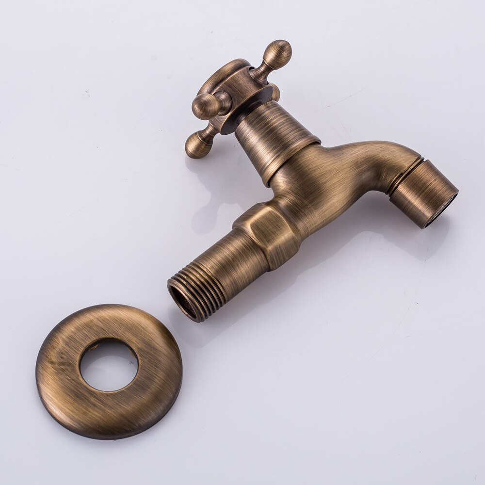 Antique Solid Brass Cold Water Wall Tap Garden Piscinas Long Washing Mop pool Machine Water Tap Basin Faucet Bibcock tap Doodii: DODI-B028-A