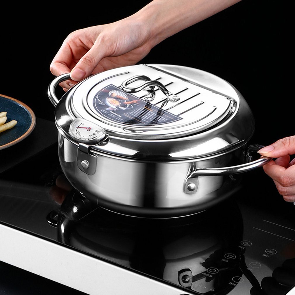 Olla para freír la cocina de acero Tempura, freidora profunda, Control de temperatura, herramientas de cocina de estilo japonés, utensilio para el hogar