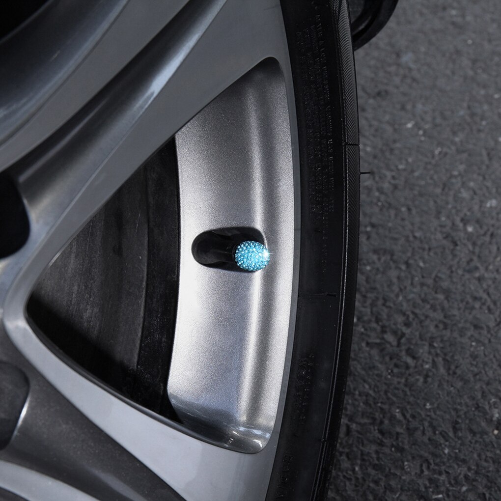 4 stk / sett rhinestone innebygd modifisert ventilkjernedeksel universell motorsykler auto ventil skruehett tilbehør