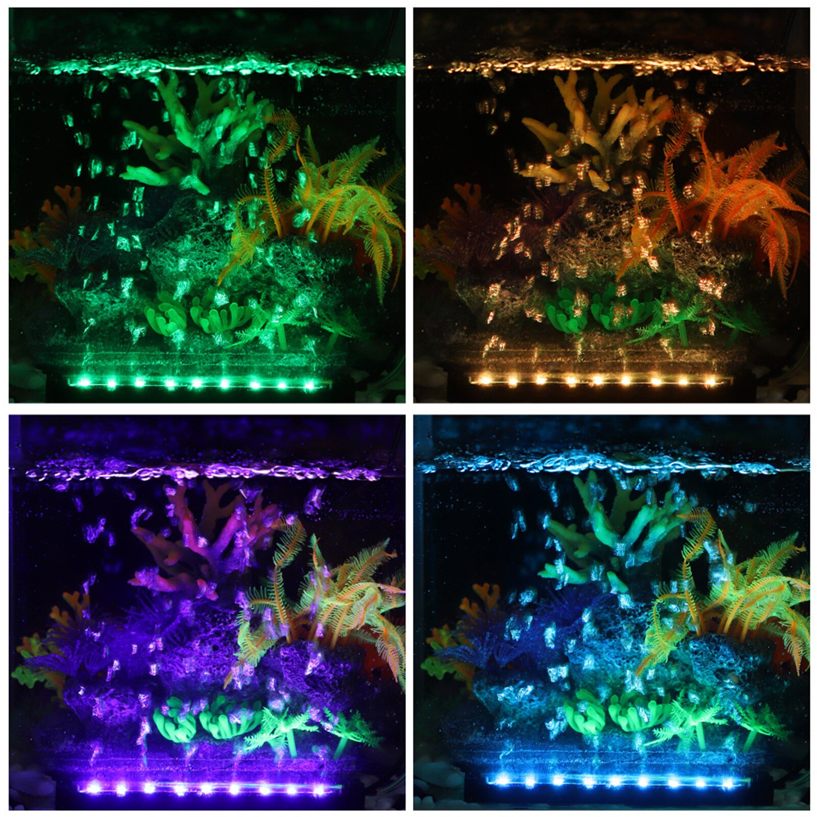 Fish Tank Light LED Aquarium Light Fish Tank Bubble Light with Remote Controller 16 Colors 4 Changing Modes