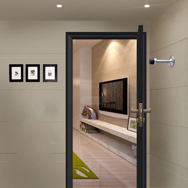 Stainless Steel Magnetic Door Stopper Stop Bathroom Glass Wall Bracket Non Punching Sticker Hide Floor Mounted Door Holders: M