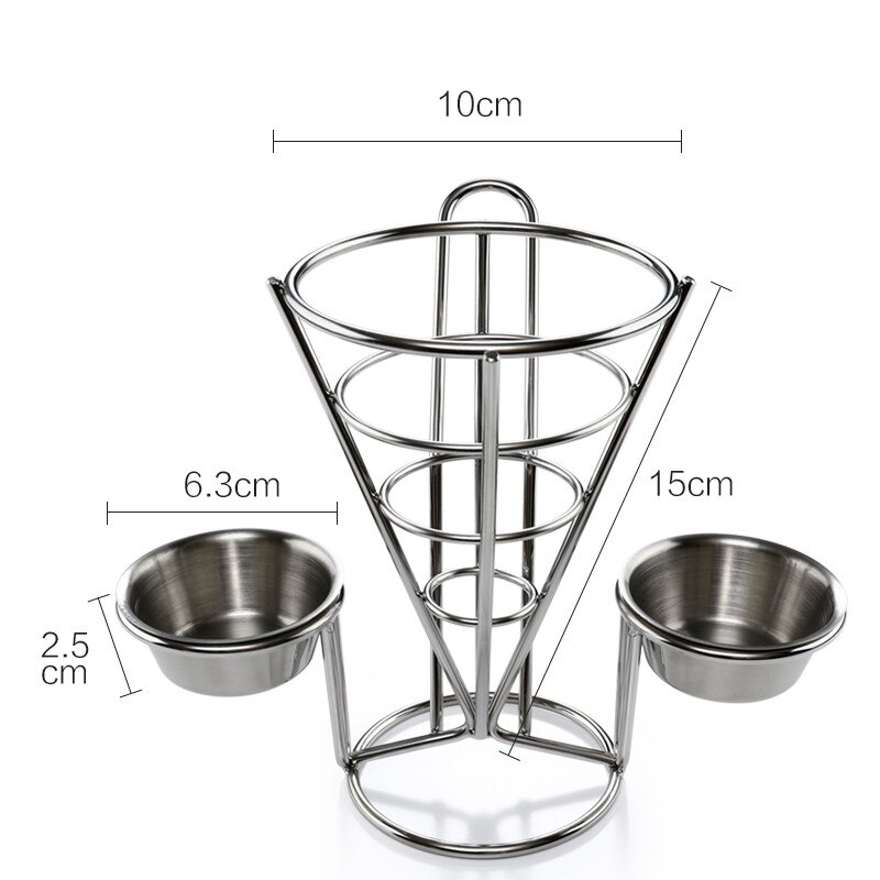 Conical French Fry Stand Basket Holder with Dish Fried chicken cooked food display rack for Buffet Party Appetize Shelves Bowl