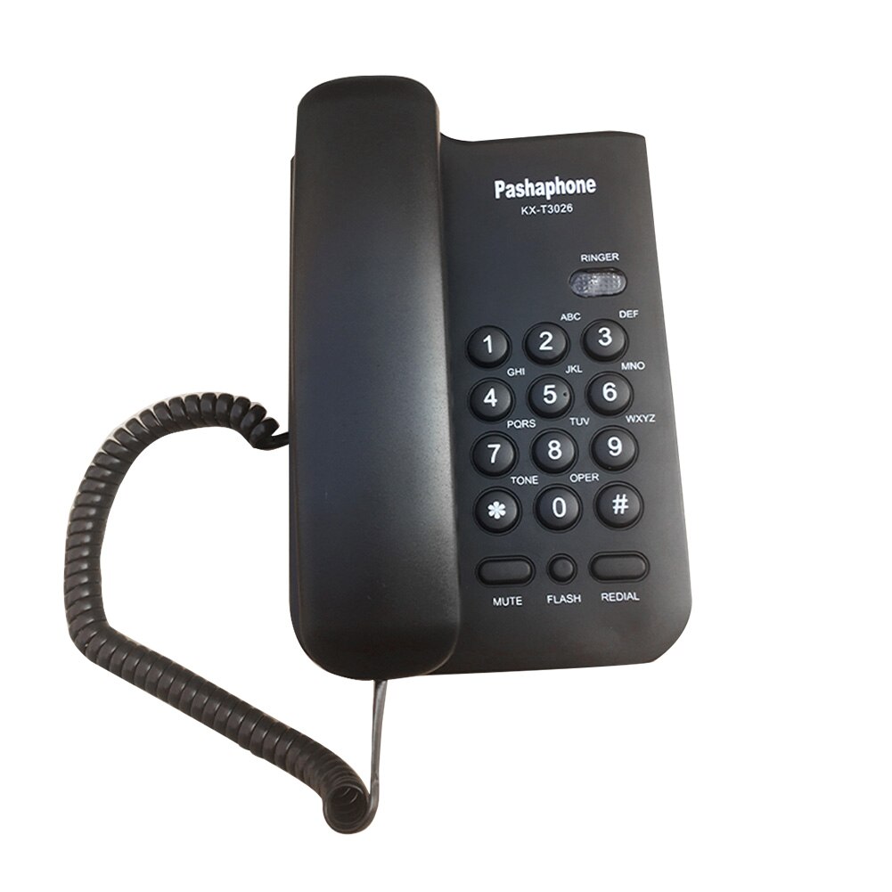 Teléfono Fijo de pared para oficina, con cable, Dial rápido, plástico, botón grande, identificación de llamada de sonido fuerte para Hotel