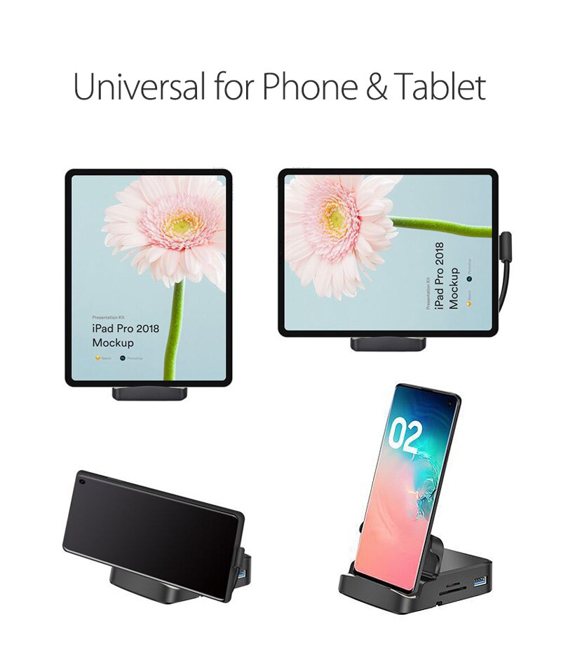 Typ C HUB Docking Station Telefon Stehen Dex Pad Station USB C Zu HDMI Dock Power Ladegerät Kit Für Samsung s20 Huawei P40 Mate 30