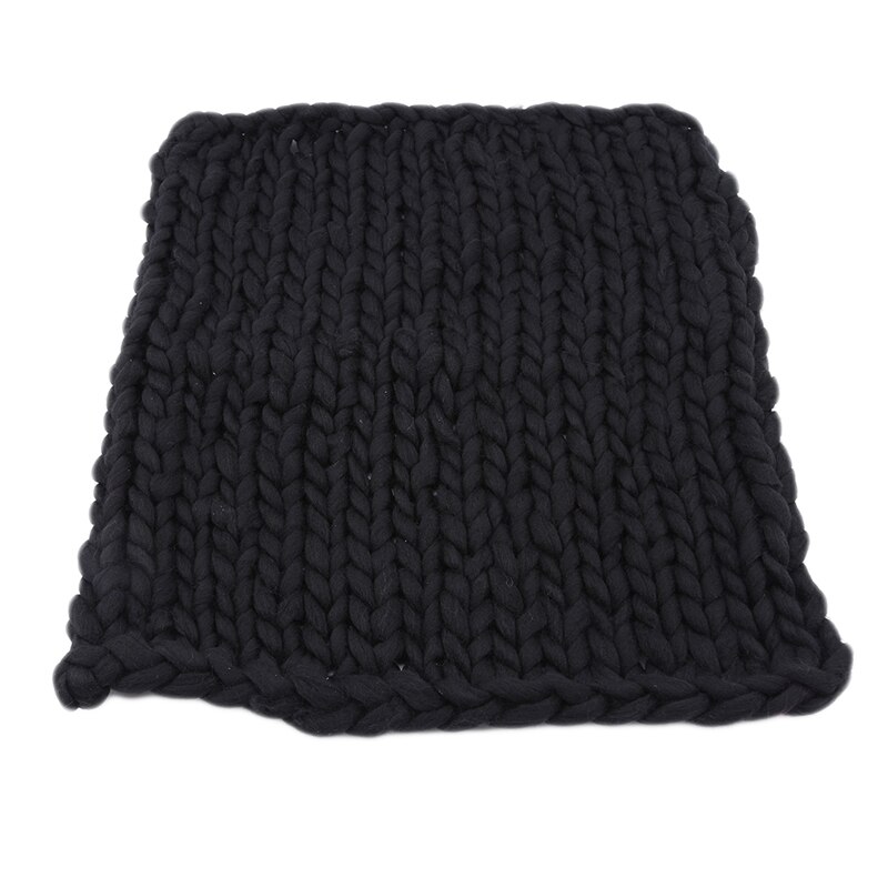 Gebreide Wollen Gehaakte Baby Deken Pasgeboren Fotografie Props Chunky Knit Deken Mand Filler: black