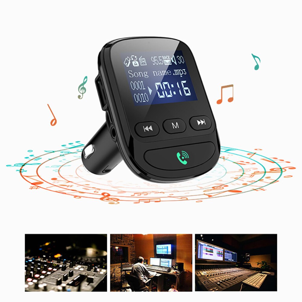 Bluetooth 5.0 Fm Transmitter Car Kit MP3 Speler Lossless Muziek Auto Modulator Met Voltage Detection Navigatie Broadcast