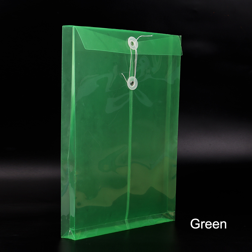 1PC Stereoscopic A4 File Management Bags Transparent Plastic Document Bag Filing Folder Stationery Office School Supplies: Green