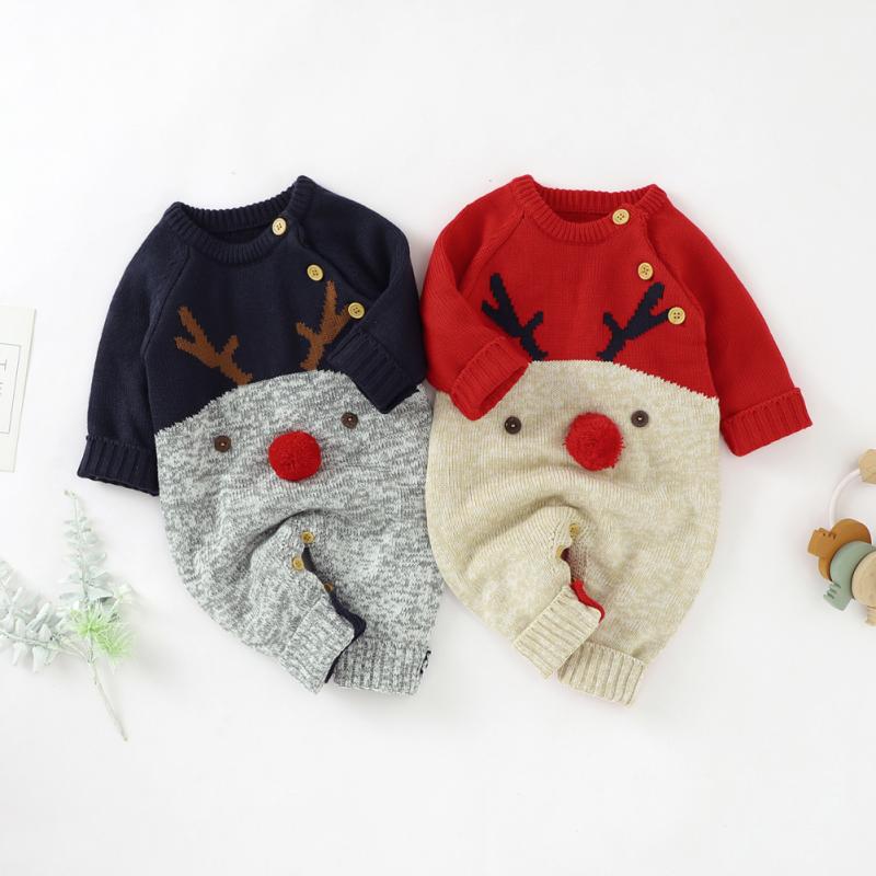 Jongens En Meisje Gebreide Cartoon Fawn Baby Romper Kerst Baby Kleding Peuter Meisje Trui Warme Dikke Baby Trui Overhemd Trui