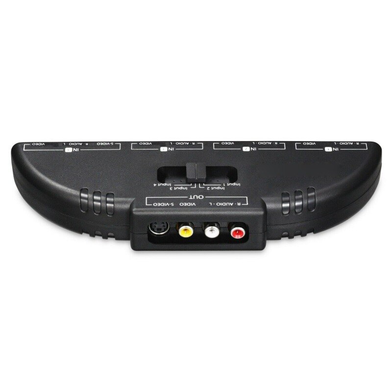 4 Ports AV Composite RCA Selector Box Switch Splitter With Cable Cord Plug