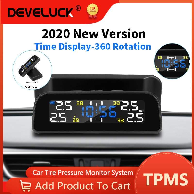 Auto Tpms Met Klok Tool Intelligent Solar Tpms Auto Bandenspanning 4 Sensoren Binnen Of Externe Sensor Temperatuur alert