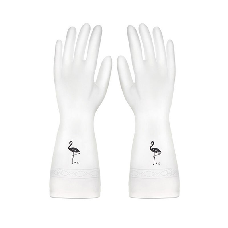 Guantes de cocina para lavar platos, manoplas de goma para lavar la ropa, guantes de limpieza para platos: flamingo M