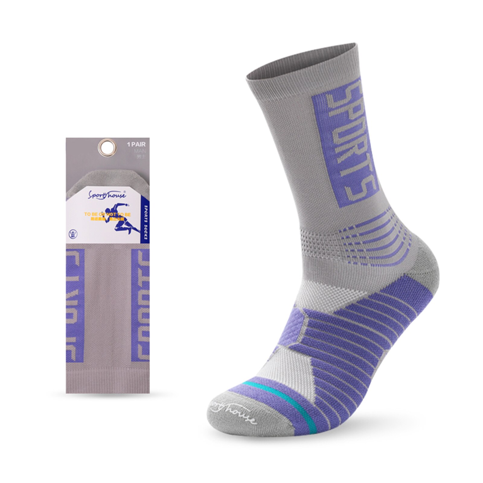 Men Outdoor Sports Basketball Socks Men Cycling Socks Compression Socks Cotton Tube Sock Sweat Deodorant for Men White Sock: purple