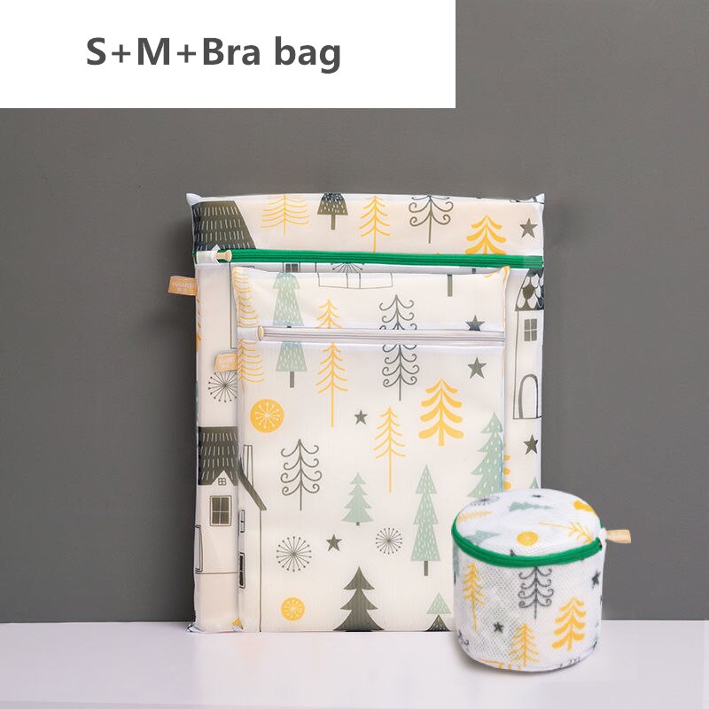 3 Stks/set Waszak S/M/L Outdoor Reizen Kleding Opslag Tassen Nordic Verse Afdrukken Rits Organizer Anti-Kronkelende Lingerie Protec: Style B-3 Pieces
