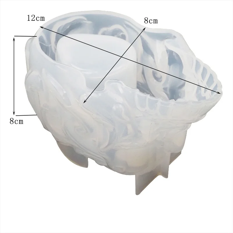 Boîte de rangement tête de mort en résine, grands moules à bougies tête de mort 3D pour élection, résine xy, porte-pinceau de maquillage tête de mort, moules en silicone pour résine Ca: Default Title