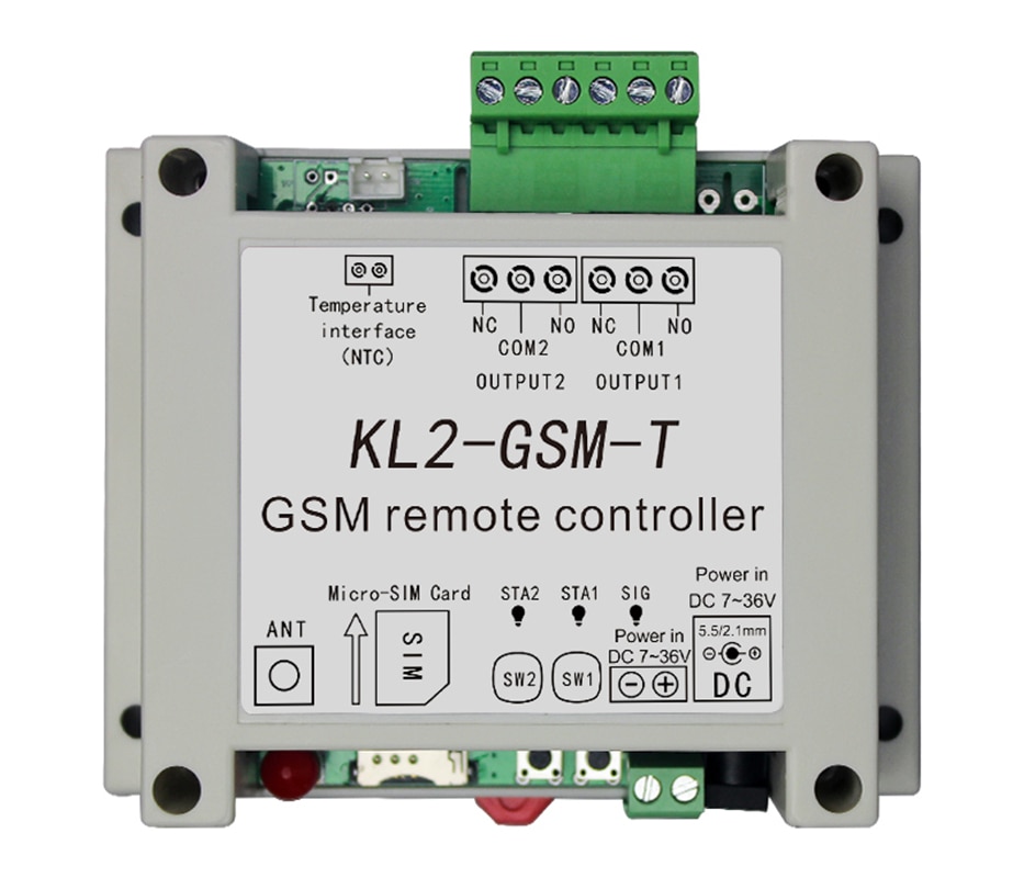 Dual Relais Schalter Modul GSM Alarm mit SMS Regler KL2-GSM-T mit temperatur Sensor für Licht/Fischteich kultur/lagerhaltung