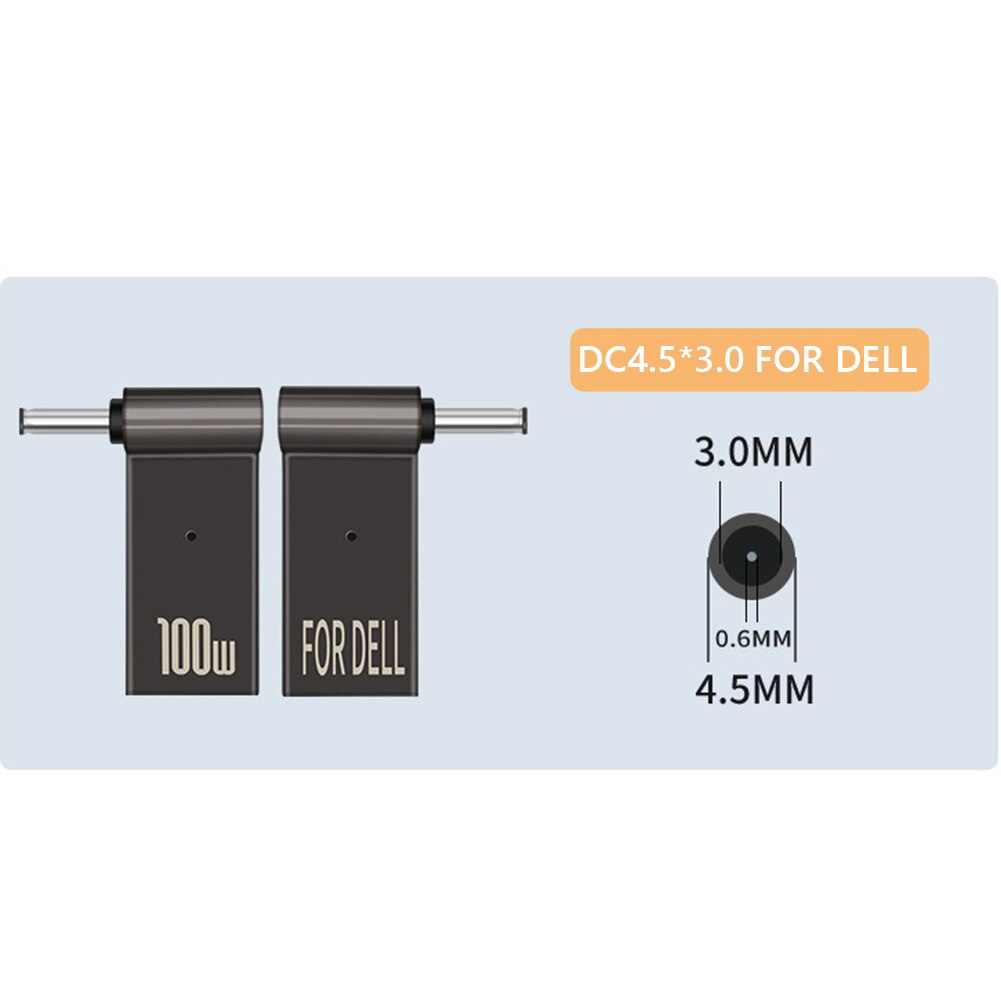 PD 100W szybka wtyczka ładowania rodzaj USB C żeńskie gniazdo gniazdo do 4.5x3.0 4.0x1.7 5.5x2.1 5.5x2.5 7.4x5.0 4.0x1.35 mężczyzna konwerter wtyczki: 4.5x3.0mm Dell