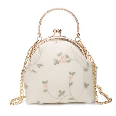 LANVERA donne di marca floreale catene ricamo tote hasp della borsa delle coperture hotsale della signora da sera della borsa del messaggero di crossbody del sacchetto di spalla: Beige