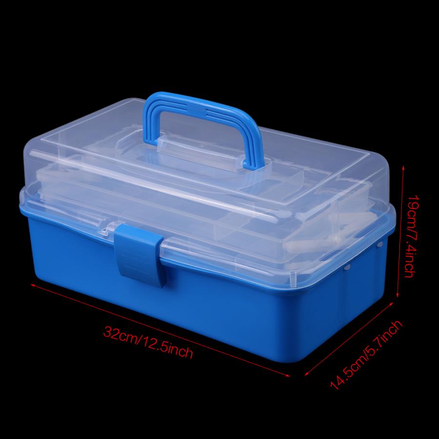 Thickened Foldable Three Layers Storage Box Tool Organizer Container Case with Handle Hardware electrician storage case Tool Box: Blue