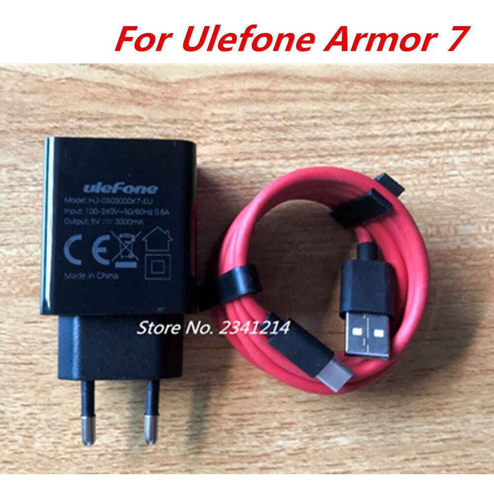 Original Ulefone Armor 7 Adapter DC 5V 7V 9V 2A Fast Charger 3.0 EU Plug+ Type-C USB Cable Transfer Data Line