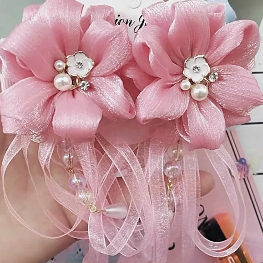 Ruban en mousseline de soie plissée de 5M, 6cm de large, bricolage, fil de Tulle, ruban à nœud, Bouquet de coiffure