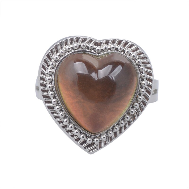 Hart Mood Kleur Veranderen Ringen Voor Vrouwen Zilveren Sieraden Passen Ring Vrouwelijke Bruiloft Belofte Ringen Dames Temperatuur Ring