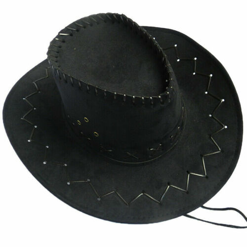 1pc kvinnor män retro cowboyhattar västra cowgirl enfärgad avslappnad panama solhatt huvud bär vilda västern hattar: Svart