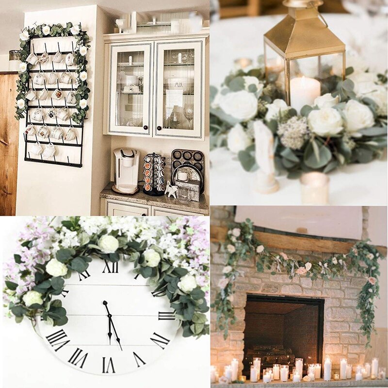 Artificial Eucalyptus Garland with Rose 2PCS Wedding Arch Decorations Greenery Garlands Eucalyptus Leaves Backdrop Wall Party Fe: Default Title