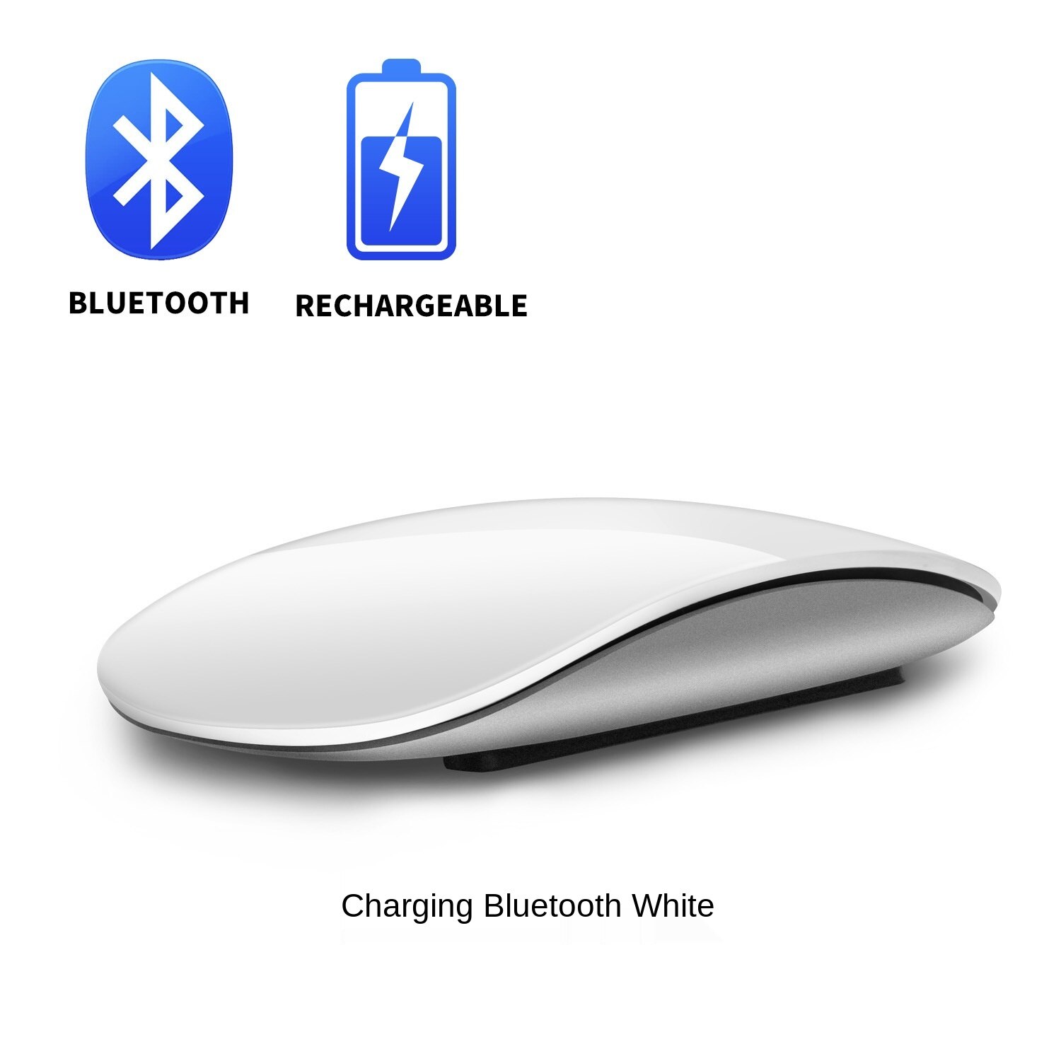 Souris tactile Ultra fine et silencieuse, sans fil, multi-arc, pour ordinateur portable, Ipad, Mac, PC, Macbook, Bluetooth 5.0: Charging white