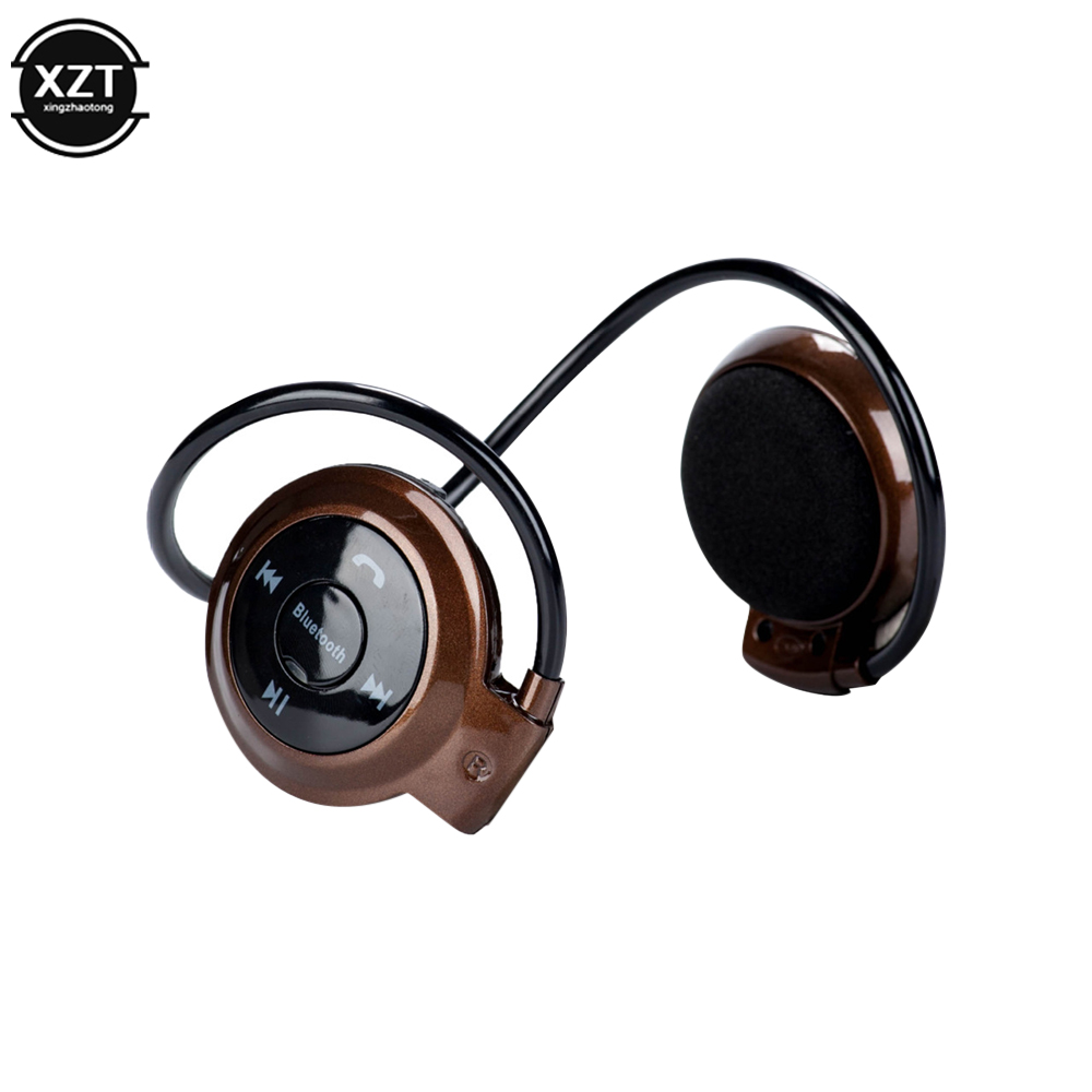 Mini bezprzewodowe słuchawki Bluetooth Stereofoniczne słuchawki sportowe Odtwarzacz muzyczny Słuchawki na kartę SD z mikrofonem Wodoodporne: Brązowy