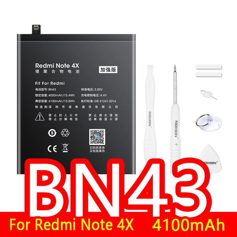 NOHON Batteria Per Xiao mi mi 5 mi 4C mi 6 mi 3 4 6X rosso mi nota 2 3 4 4X 5 BM35 BM22 BM36 BM3E BN31 BM45 BM46 BN41 BN43 BN45 Bateria: BN43