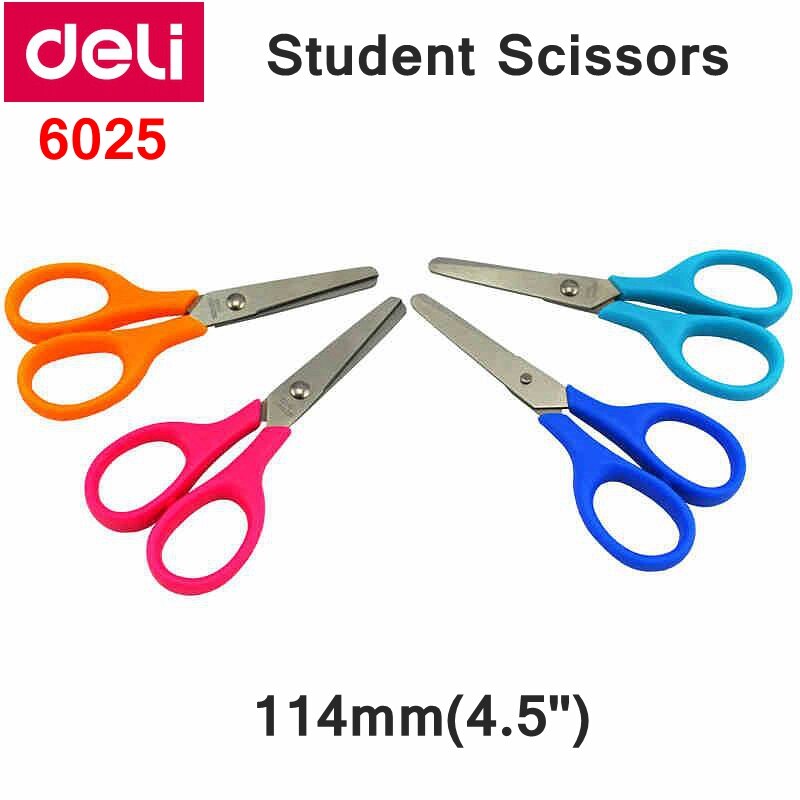 Deli 6025 Student Scissors 114mm(4.5') stainless scissors retail packing
