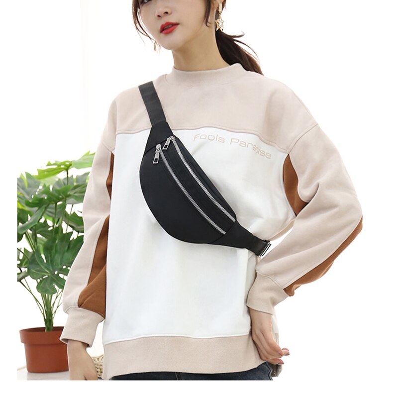 Sacos de cintura para mulheres moda fanny pacote poliéster banana saco à prova dwaterproof água hip bum saco para compras andando viajar esportes