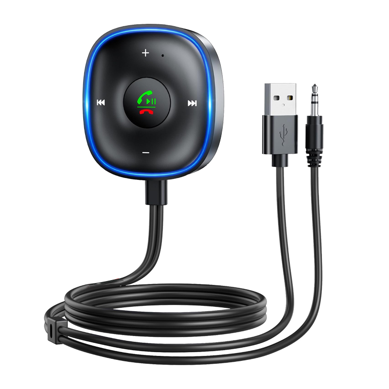 Adaptador de asistencia de Audio para coche Bluetooth 5,3, 3,5mm, con micrófono, función de llamada, receptor USB, música estéreo para el hogar y llamadas manos libres: Default Title